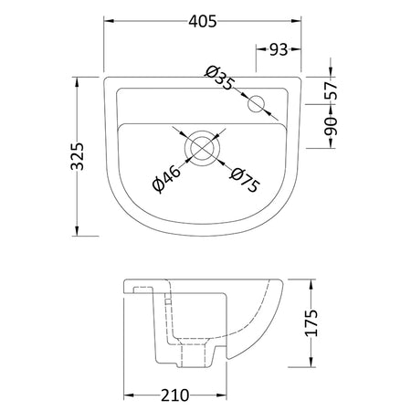 Hudson Reed Furniture Ceramics Semi Recessed Basin (4 styles, White) - Brandnew Bathroom