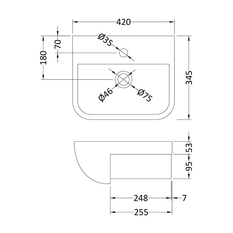 Hudson Reed Furniture Ceramics Semi Recessed Basin (4 styles, White) - Brandnew Bathroom
