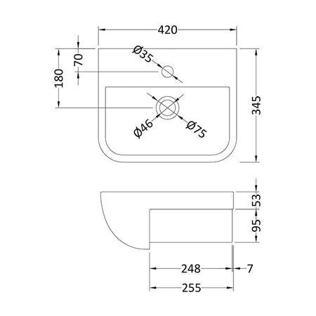 Hudson Reed Furniture Ceramics Semi Recessed Basin (4 styles, White) - Brandnew Bathroom