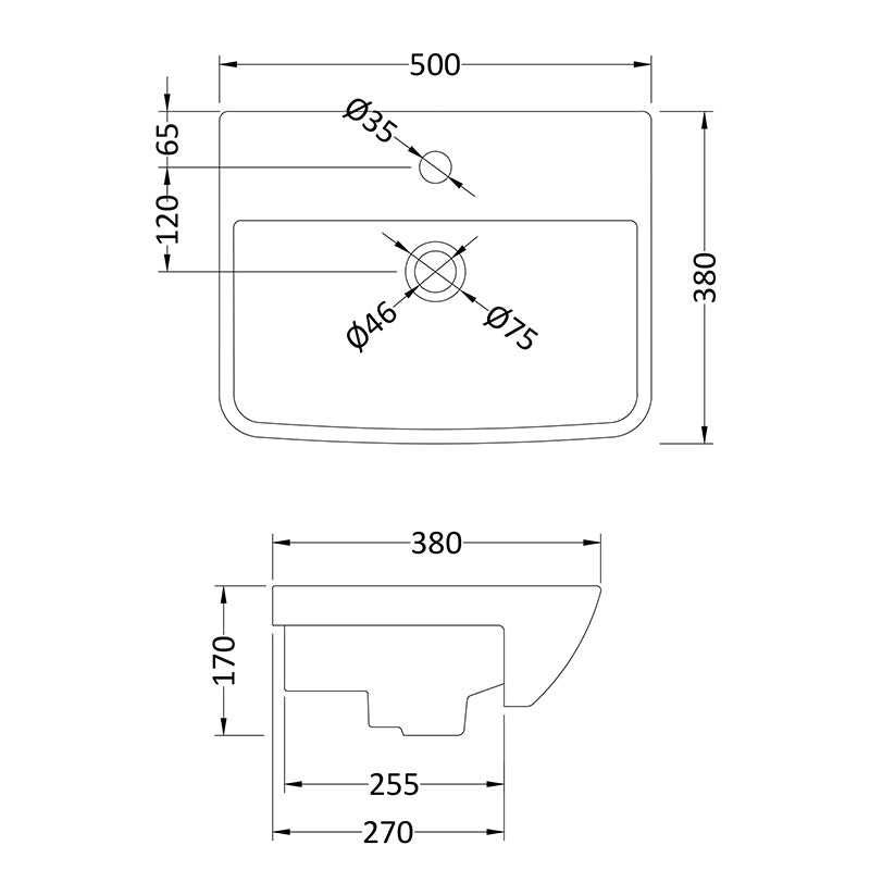 Hudson Reed Furniture Ceramics Semi Recessed Basin (4 styles, White) - Brandnew Bathroom