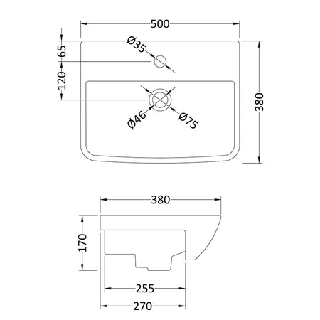 Hudson Reed Furniture Ceramics Semi Recessed Basin (4 styles, White) - Brandnew Bathroom