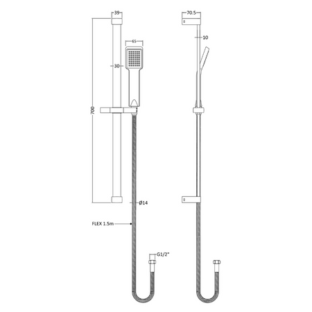 Nuie Rail Kits Square Slide Rail Kit (1 size, Chrome) - Brand New Bathrooms