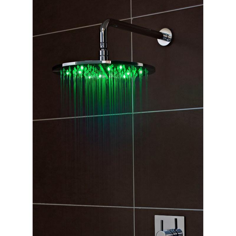 Nuie Shower Heads & Arms Shower Heads LED Fixed Head (1 size, 2 styles, Chrome) - Brand New Bathrooms