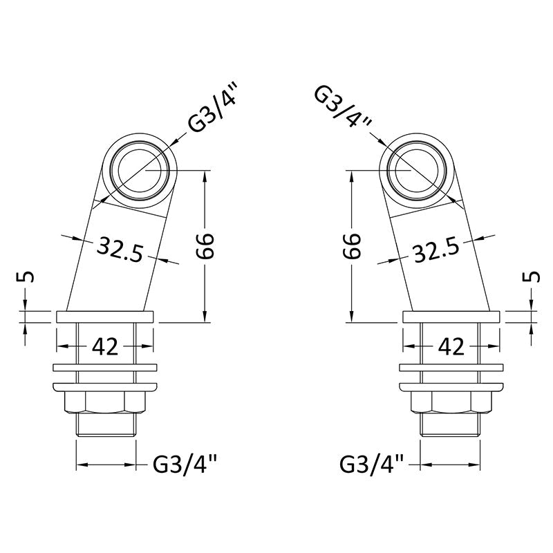 Nuie Wastes & Extras Inlet Leg (Chrome, 3 sizes) - Brandnew Bathroom