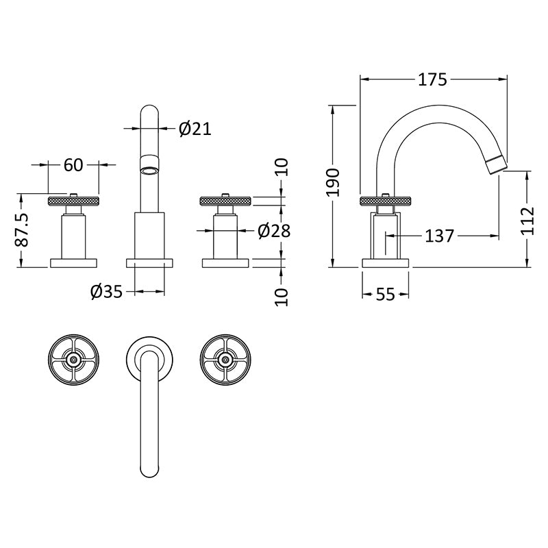 Hudson Reed Revolution 3 Tap Hole Basin Mixer (1 size, Chrome) - Brand New Bathrooms