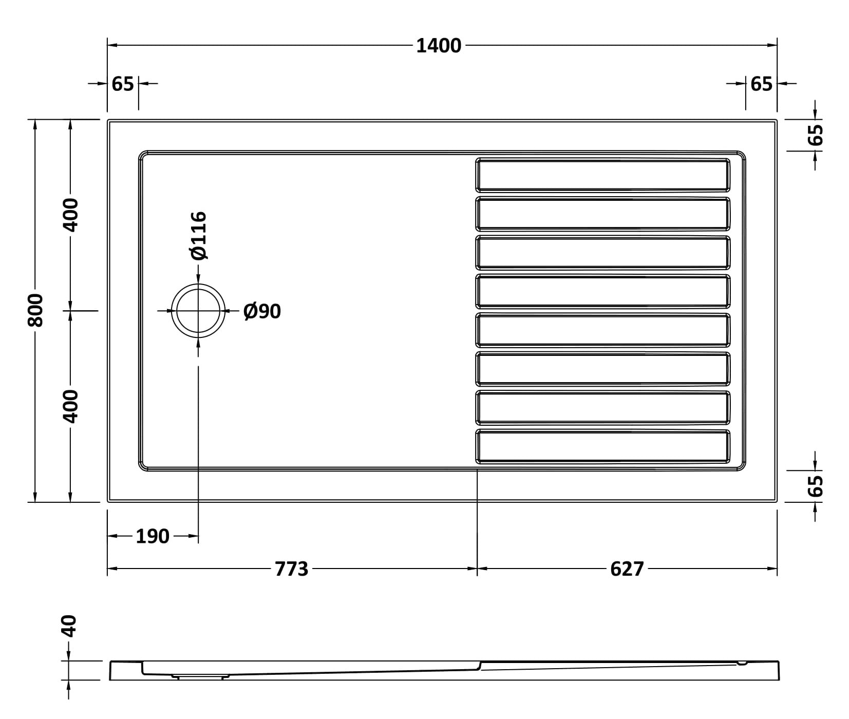 Nuie Rectangular Walk-In Slimline Shower Tray (5 sizes, Grey) - Brand New Bathrooms