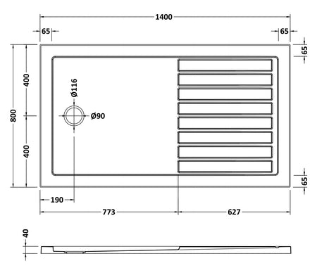Nuie Rectangular Walk-In Slimline Shower Tray (5 sizes, Grey) - Brand New Bathrooms