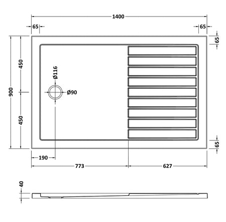 Nuie Rectangular Walk-In Slimline Shower Tray (5 sizes, Grey) - Brand New Bathrooms