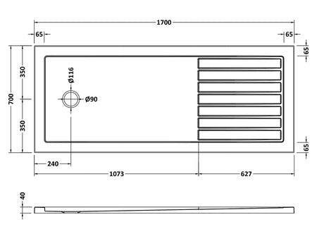 Nuie Rectangular Walk-In Slimline Shower Tray (5 sizes, Grey) - Brand New Bathrooms
