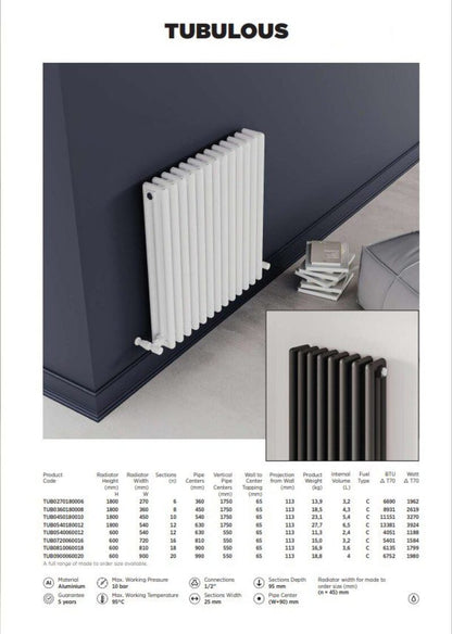 Carisa Tubulous Aluminium Radiator (8 sizes, 2 colours) - Brand New Bathrooms
