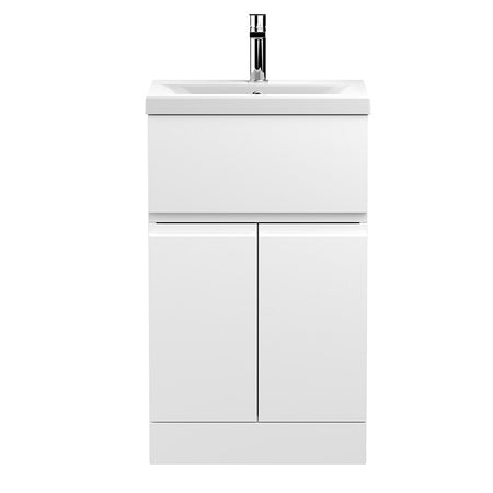 Hudson Reed Urban Floor Standing Double Door/Single Drawer 500mm Unit and Mid-Edge Basin (1 size, 5 colours) - Brand New Bathrooms
