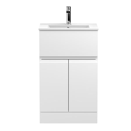 Hudson Reed Urban Floor Standing Double Door/Single Drawer 500mm Unit and Minimalist Ceramic Basin (1 size, 5 colours) - Brand New Bathrooms