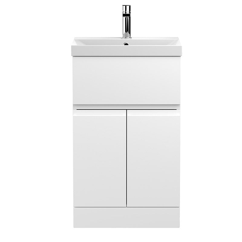Hudson Reed Urban Floor Standing Double Door/Single Drawer 500mm Unit and Ceramic Thin-Edge Basin (1 size, 5 colours) - Brand New Bathrooms