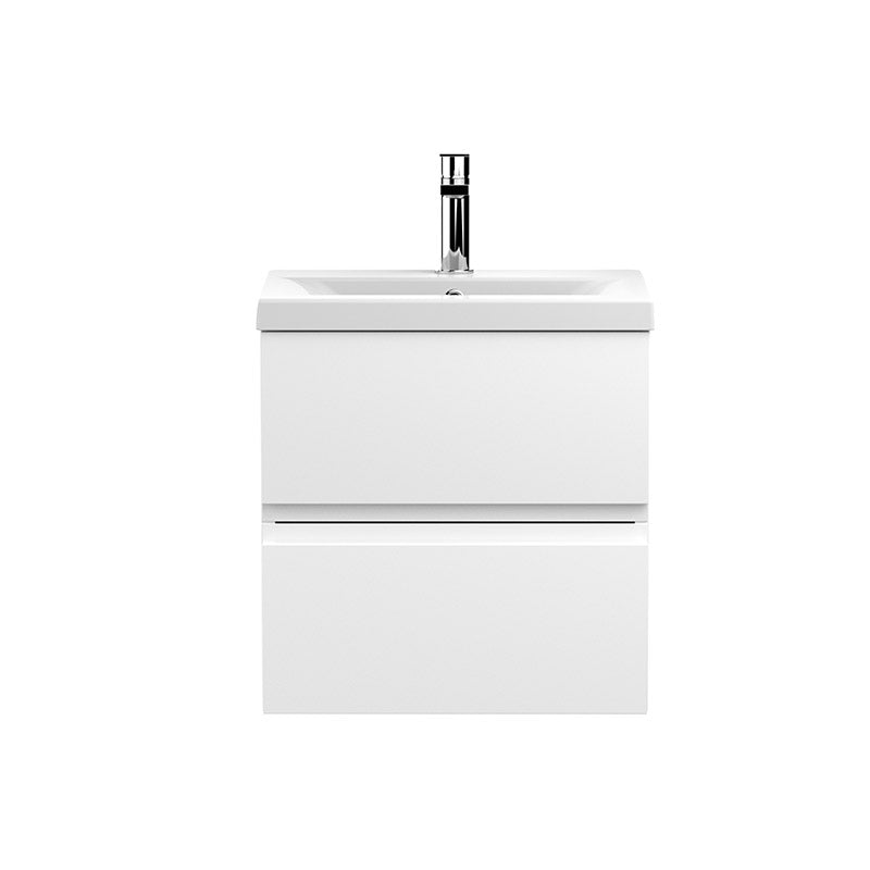 Hudson Reed Wall Hung Double Drawer 500mm Vanity Unit & Mid-Edge Ceramic Basin (1 size, 5 colours) - Brand New Bathrooms