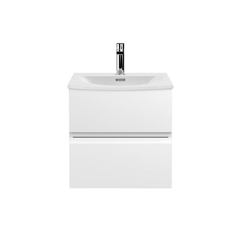 Hudson Reed Wall Hung Double Drawer 500mm Vanity Unit & Curved Ceramic Basin (1 size, 5 colours) - Brand New Bathrooms