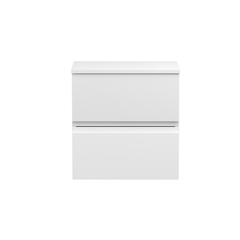 Hudson Reed Urban Wall Hung Double Drawer 500mm Vanity Unit with Matching Worktop (1 size, 4 colours) - Brand New Bathrooms