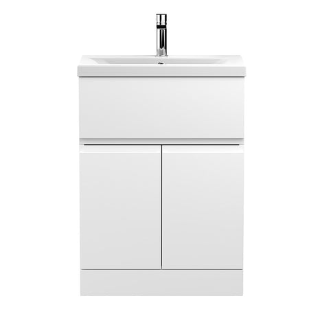 Hudson Reed Urban Floor Standing Double Door/Single Drawer 600mm Unit and Mid-Edge Ceramic Basin (1 size, 5 colours) - Brand New Bathrooms
