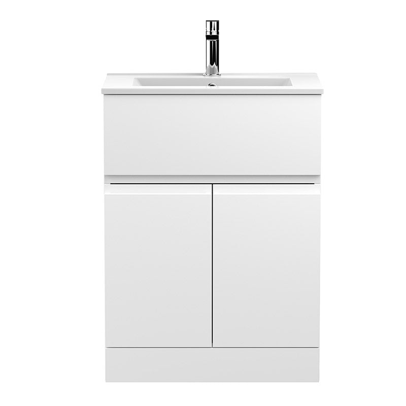 Hudson Reed Urban Floor Standing Double Door/Single Drawer 600mm Unit and Minimalist Basin 1 Tap Hole (2 sizes, 5 colours) - Brand New Bathrooms