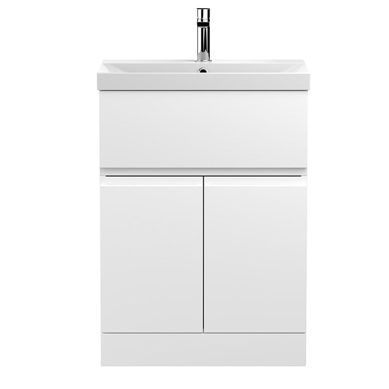 Hudson Reed Urban Floor Standing Double Door/Single Drawer 600mm Unit and Thin-Edge Ceramic Basin (1 size, 5 colours) - Brand New Bathrooms