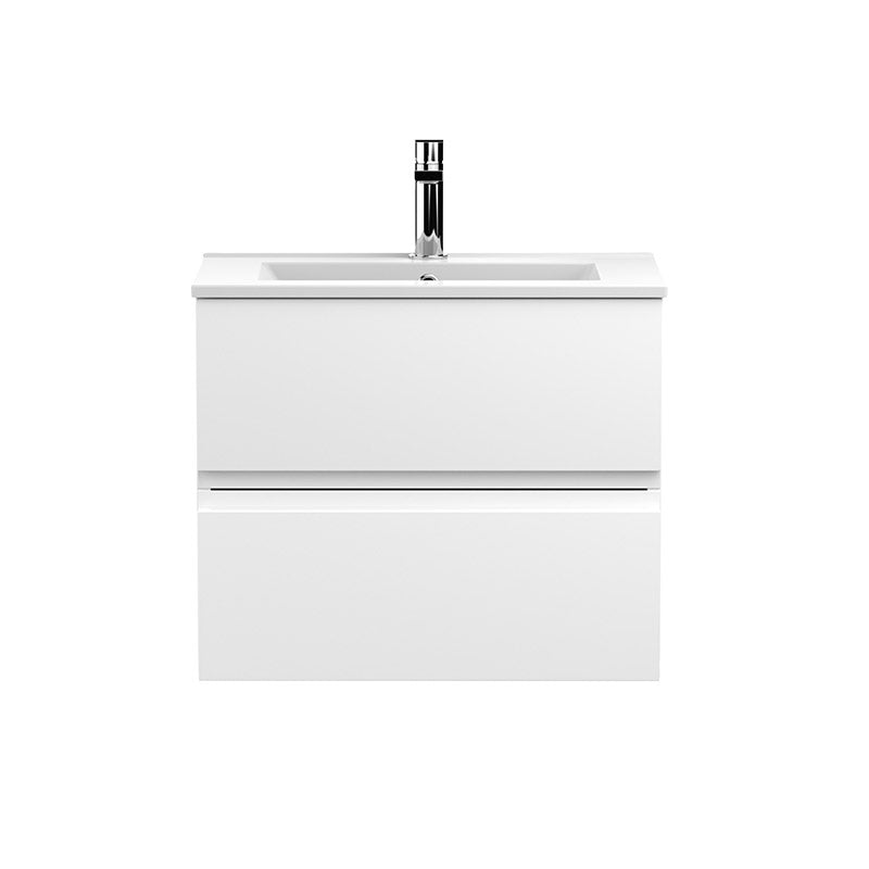 Hudson Reed Urban Wall Hung Double Drawer 600mm Vanity Unit & Minimalist Ceramic Basin (1 size, 5 colours) - Brand New Bathrooms