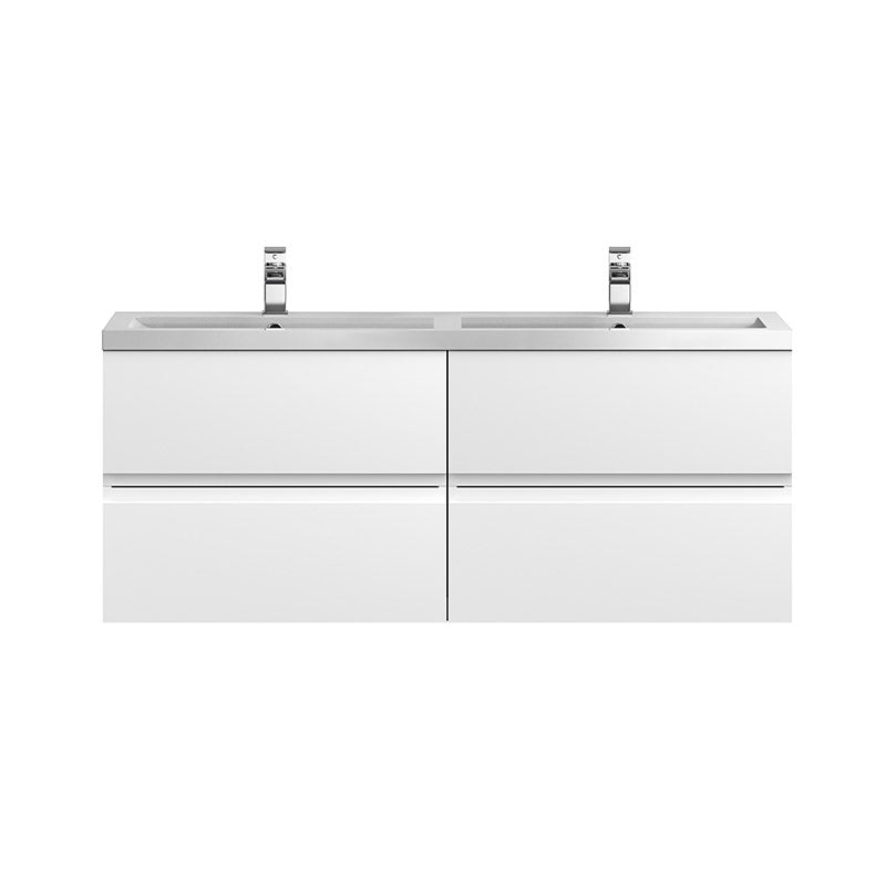 Hudson Reed Urban Wall Hung Four Drawer 1200mm Vanity & Double Polymarble Basin (1 size, 5 colours) - Brand New Bathrooms