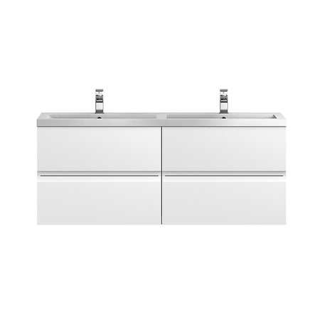 Hudson Reed Urban Wall Hung Four Drawer 1200mm Vanity & Double Polymarble Basin (1 size, 5 colours) - Brand New Bathrooms