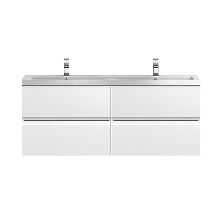 Hudson Reed Urban Wall Hung Four Drawer 1200mm Vanity & Double Polymarble Basin (1 size, 5 colours) - Brand New Bathrooms