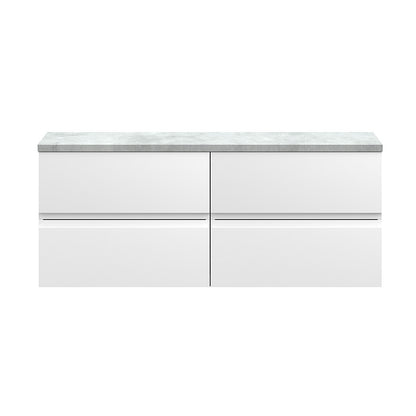 Hudson Reed Urban Wall Hung Four Drawer 1200mm Unit & Laminate Bellato Grey Worktop (1 size, 5 colours) - Brand New Bathrooms