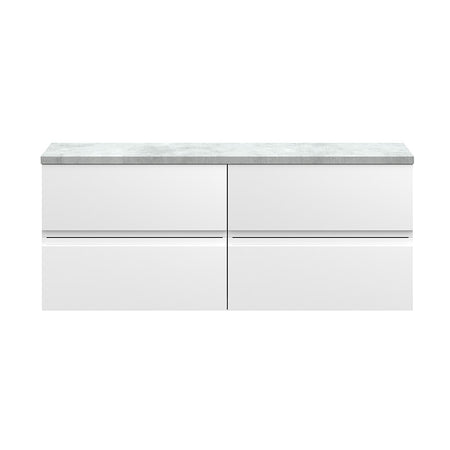 Hudson Reed Urban Wall Hung Four Drawer 1200mm Unit & Laminate Bellato Grey Worktop (1 size, 5 colours) - Brand New Bathrooms