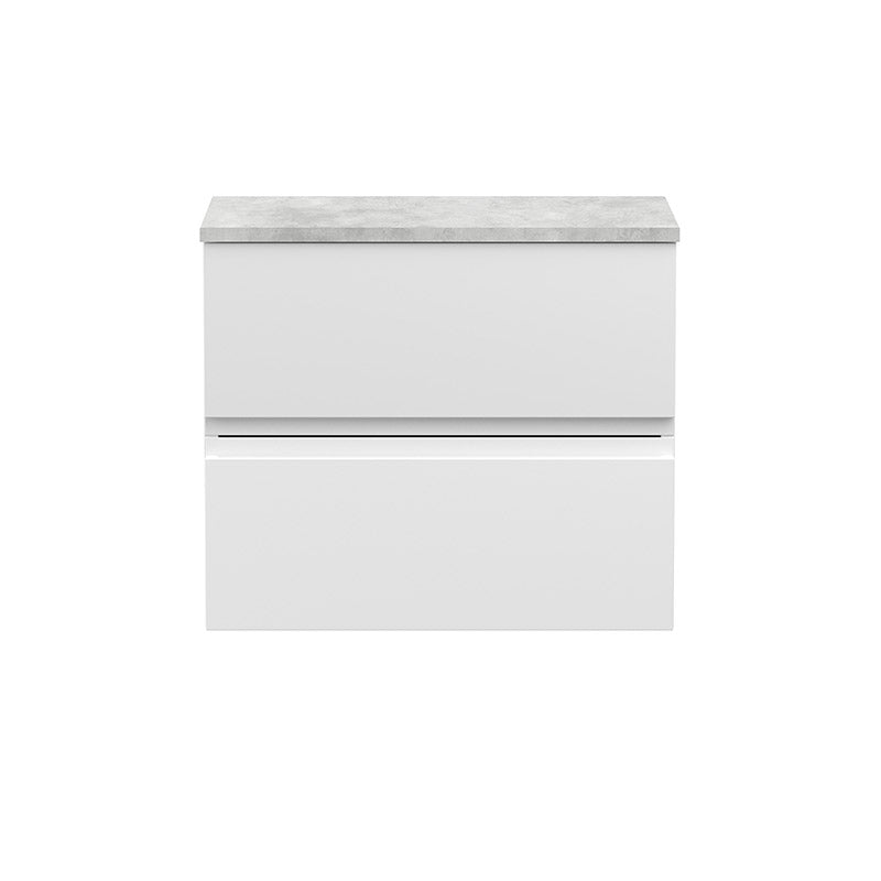 Hudson Reed Urban Wall Hung Double Drawer 600mm Vanity & Bellato Grey Laminate Worktop (1 size, 5 colours) - Brand New Bathrooms