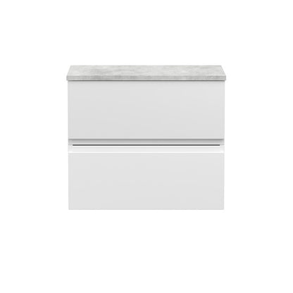 Hudson Reed Urban Wall Hung Double Drawer 600mm Vanity & Bellato Grey Laminate Worktop (1 size, 5 colours) - Brand New Bathrooms