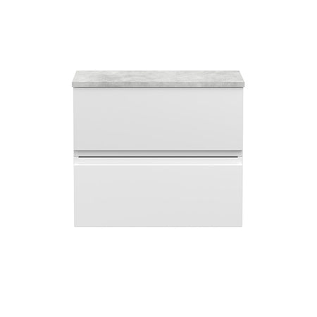 Hudson Reed Urban Wall Hung Double Drawer 600mm Vanity & Bellato Grey Laminate Worktop (1 size, 5 colours) - Brand New Bathrooms