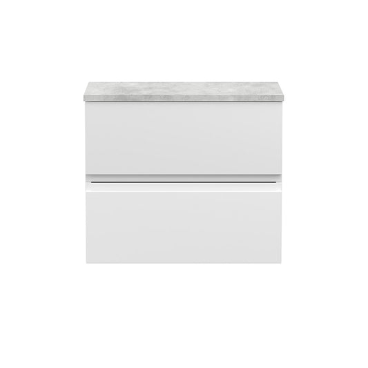 Hudson Reed Urban Wall Hung Double Drawer 600mm Vanity & Bellato Grey Laminate Worktop (1 size, 5 colours) - Brand New Bathrooms