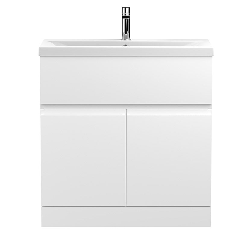 Hudson Reed Urban Floor Standing Double Door Single Drawer 800mm Vanity Unit with Ceramic Mid-Edge Basin (1 size, 5 colours) - Brand New Bathrooms