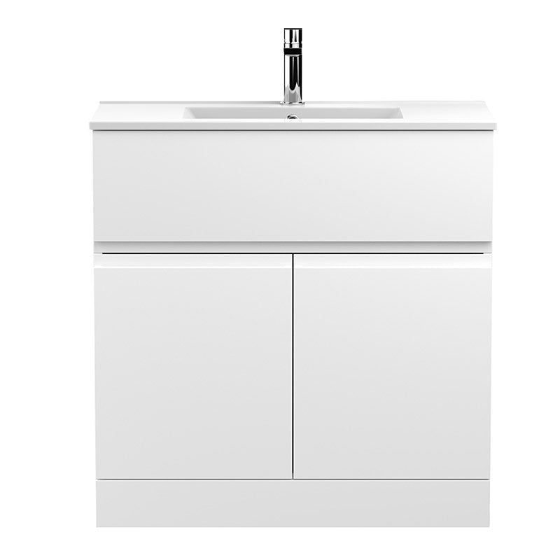 Hudson Reed Urban Floor Standing Double Door Single Drawer 800mm Vanity Unit with Mid-Edge Ceramic Basin (1 size, 5 colours) - Brand New Bathrooms