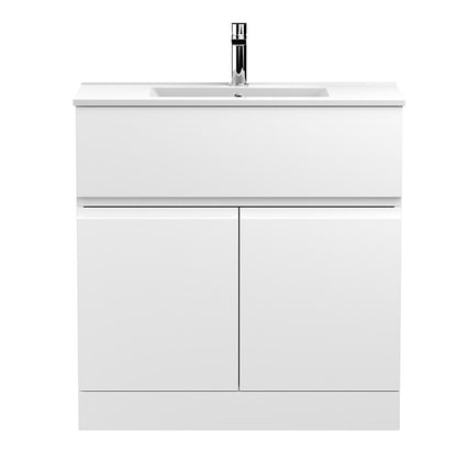 Hudson Reed Urban Floor Standing Double Door Single Drawer 800mm Vanity Unit with Mid-Edge Ceramic Basin (1 size, 5 colours) - Brand New Bathrooms
