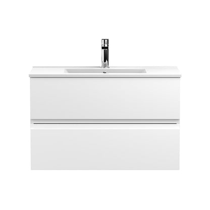 Hudson Reed Urban Wall Hung Double Drawer 800mm Unit & Minimalist Ceramic Basin (1 size, 5 colours) - Brand New Bathrooms