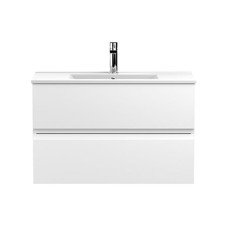 Hudson Reed Urban Wall Hung Double Drawer 800mm Unit & Minimalist Ceramic Basin (1 size, 5 colours) - Brand New Bathrooms