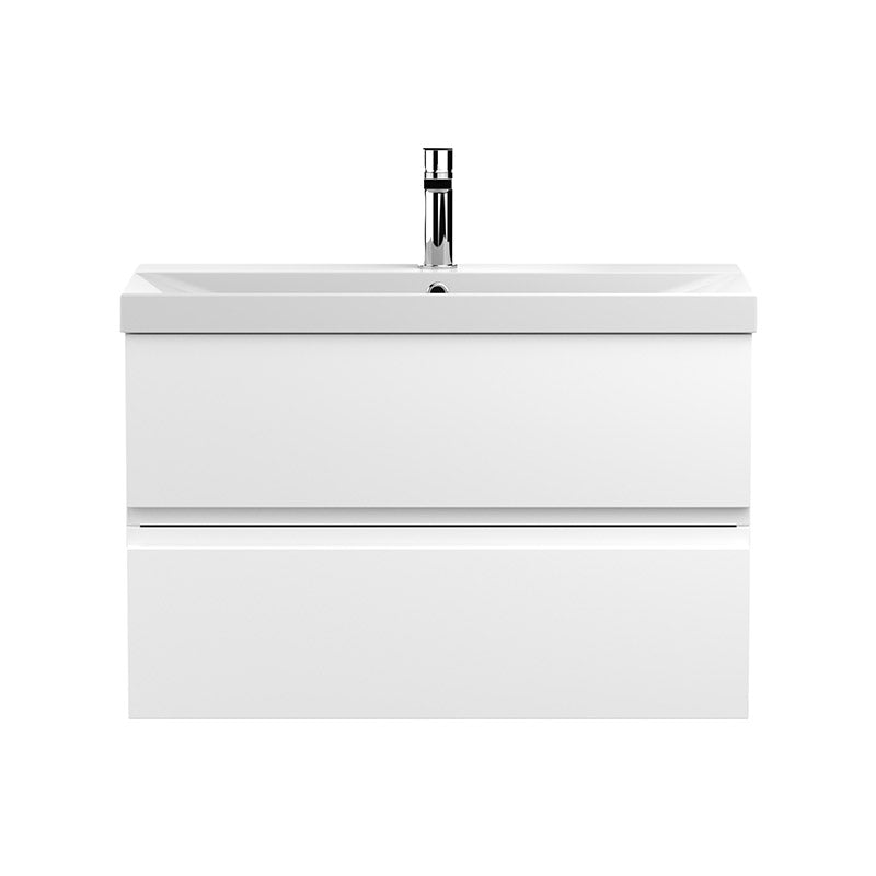 Hudson Reed Urban Wall Hung Double Drawer 800mm Vanity Unit with Thin-Edge Ceramic Basin (1 size, 5 colours) - Brand New Bathrooms