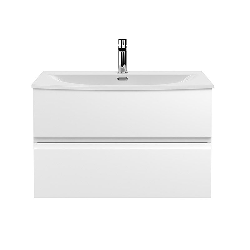 Hudson Reed Urban Wall Hung Double Drawer 800mm Vanity Unit with Curved Ceramic Basin (1 size, 5 colours) - Brand New Bathrooms