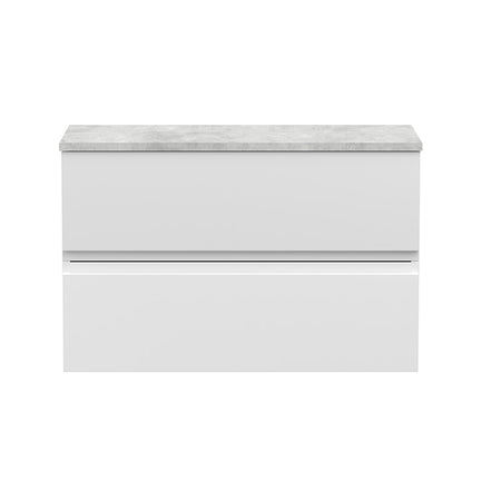 Hudson Reed Urban Wall Hung Double Drawer 800mm Vanity Unit with Bellato Grey Worktop (1 size, 5 colours) - Brand New Bathrooms