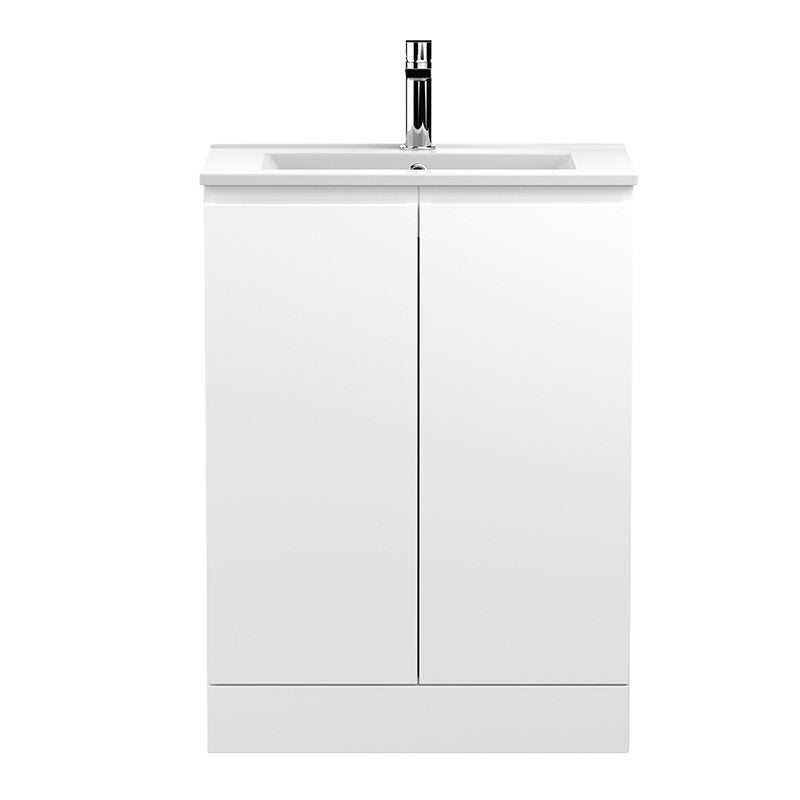 Hudson Reed Urban Floor Standing Double Door 600mm Vanity Unit & Minimalist Ceramic Basin (1 size, 5 colours) - Brand New Bathrooms