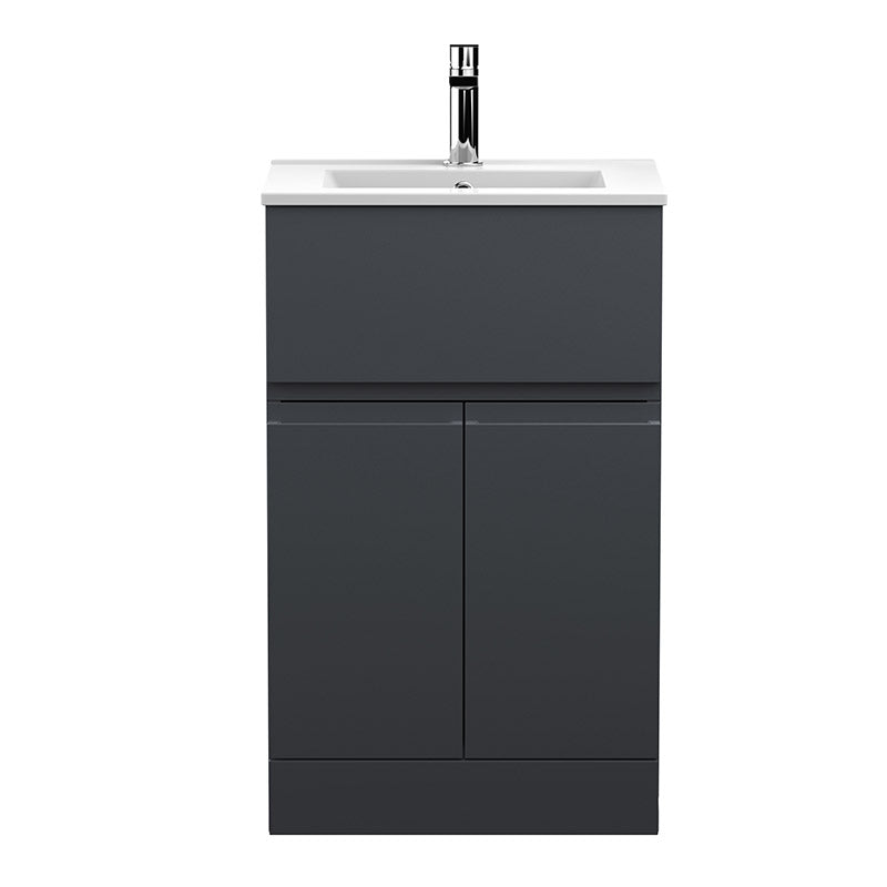 Hudson Reed Urban Floor Standing Double Door/Single Drawer 500mm Unit and Minimalist Ceramic Basin (1 size, 5 colours) - Brand New Bathrooms