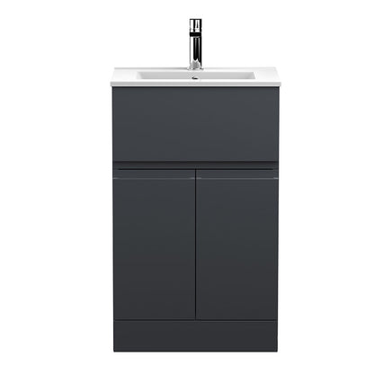 Hudson Reed Urban Floor Standing Double Door/Single Drawer 500mm Unit and Minimalist Ceramic Basin (1 size, 5 colours) - Brand New Bathrooms