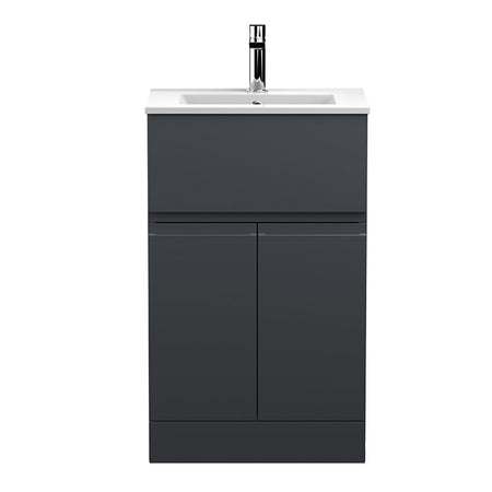 Hudson Reed Urban Floor Standing Double Door/Single Drawer 500mm Unit and Minimalist Ceramic Basin (1 size, 5 colours) - Brand New Bathrooms