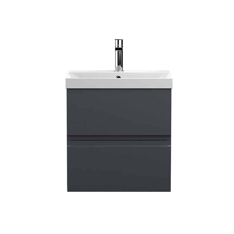 Hudson Reed Wall Hung Double Drawer 500mm Vanity Unit & Thin-Edge Ceramic Basin (1 size, 5 colours) - Brand New Bathrooms