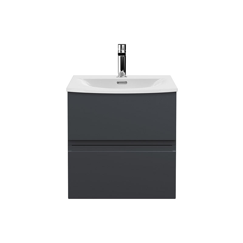 Hudson Reed Wall Hung Double Drawer 500mm Vanity Unit & Curved Ceramic Basin (1 size, 5 colours) - Brand New Bathrooms