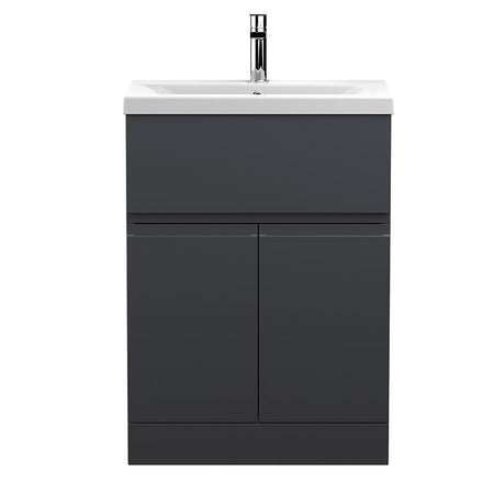 Hudson Reed Urban Floor Standing Double Door/Single Drawer 600mm Unit and Mid-Edge Ceramic Basin (1 size, 5 colours) - Brand New Bathrooms