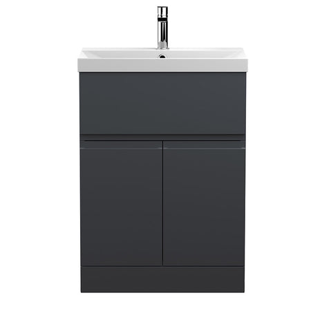 Hudson Reed Urban Floor Standing Double Door/Single Drawer 600mm Unit and Thin-Edge Ceramic Basin (1 size, 5 colours) - Brand New Bathrooms