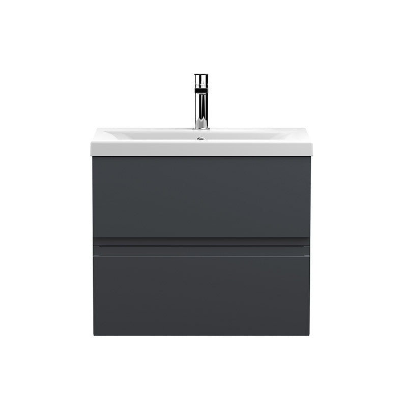 Hudson Reed Urban Wall Hung Double Drawer 600mm Vanity Unit with Mid-Edge Ceramic Basin (1 size, 5 colours) - Brand New Bathrooms